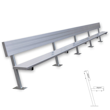 Player Bench with Seat Back - 27 ft. - Surface Mount